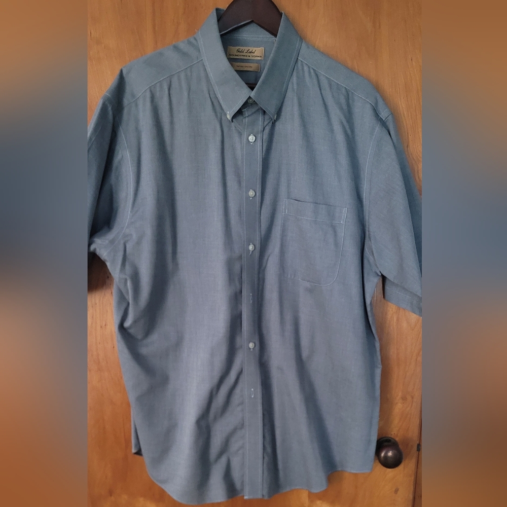 Roundtree & Yorke Gold Label Mens Gray  Short Sleeve Shirt XL